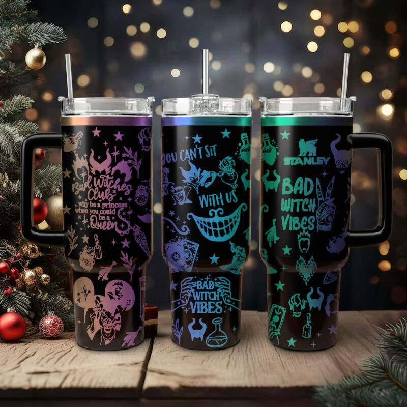 Disney Villains Cartoon Custom Stanley Quencher 40oz Stainless Steel Tumbler With Handle - Threewoofs
