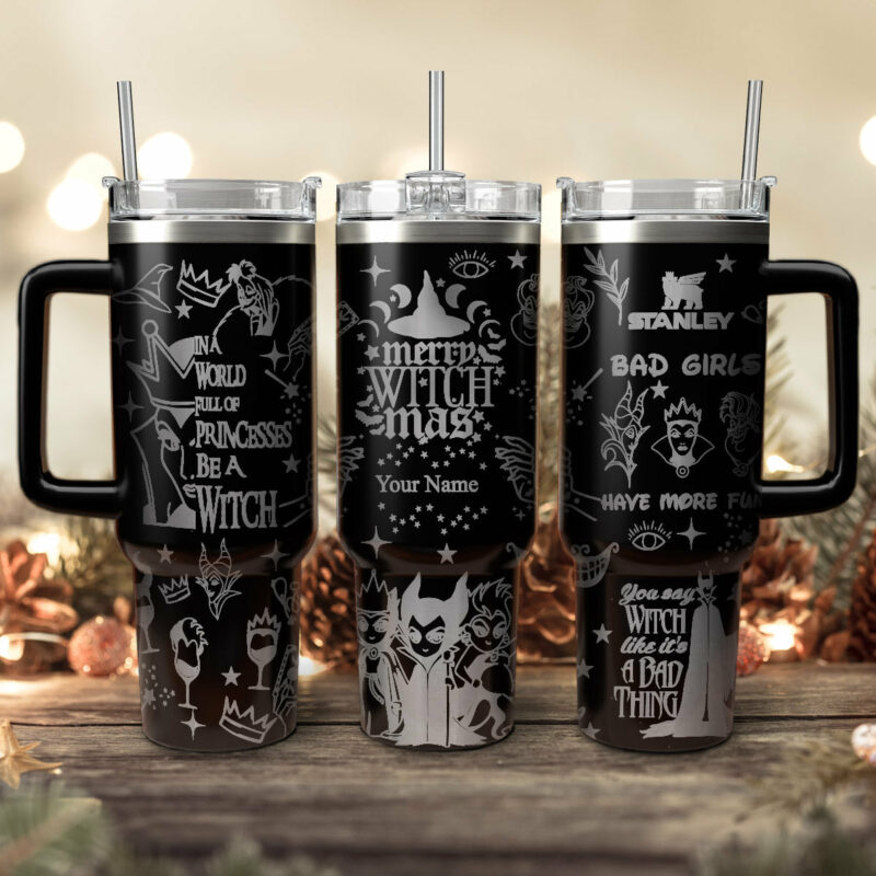 Disney Villains Cartoon Custom Stanley Quencher 40oz Stainless Steel Tumbler With Handle - Threewoofs