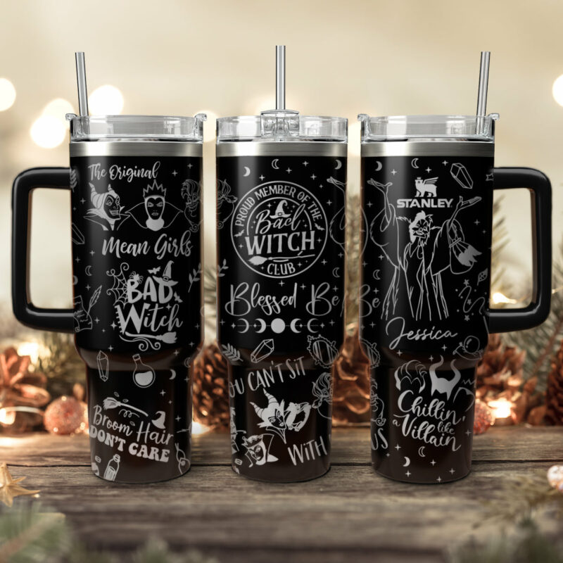 Disney Villains Cartoon Custom Stanley Quencher 40oz Stainless Steel Tumbler With Handle - Threewoofs