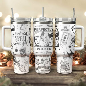 Disney Villains Cartoon Custom Stanley Quencher 40oz Stainless Steel Tumbler With Handle - Threewoofs
