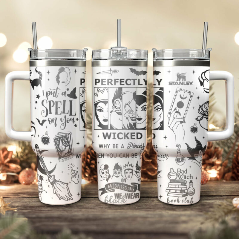 Disney Villains Cartoon Custom Stanley Quencher 40oz Stainless Steel Tumbler With Handle - Threewoofs