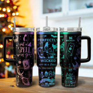 Disney Villains Cartoon Custom Stanley Quencher 40oz Stainless Steel Tumbler With Handle - Threewoofs