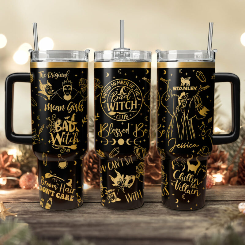 Disney Villains Cartoon Custom Stanley Quencher 40oz Stainless Steel Tumbler With Handle - Threewoofs
