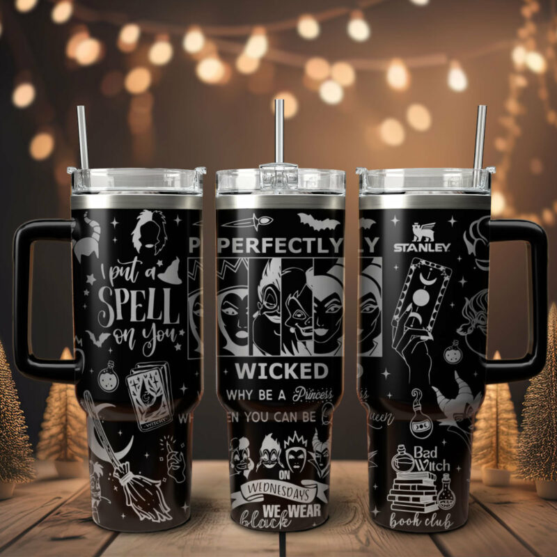 Disney Villains Cartoon Custom Stanley Quencher 40oz Stainless Steel Tumbler With Handle - Threewoofs