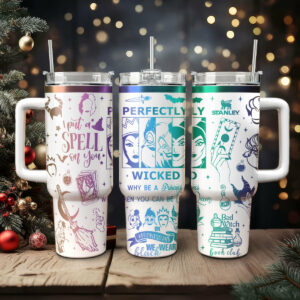 Disney Villains Cartoon Custom Stanley Quencher 40oz Stainless Steel Tumbler With Handle - Threewoofs