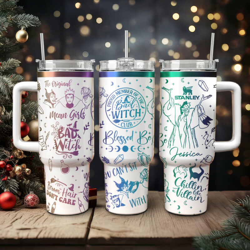 Disney Villains Cartoon Custom Stanley Quencher 40oz Stainless Steel Tumbler With Handle - Threewoofs