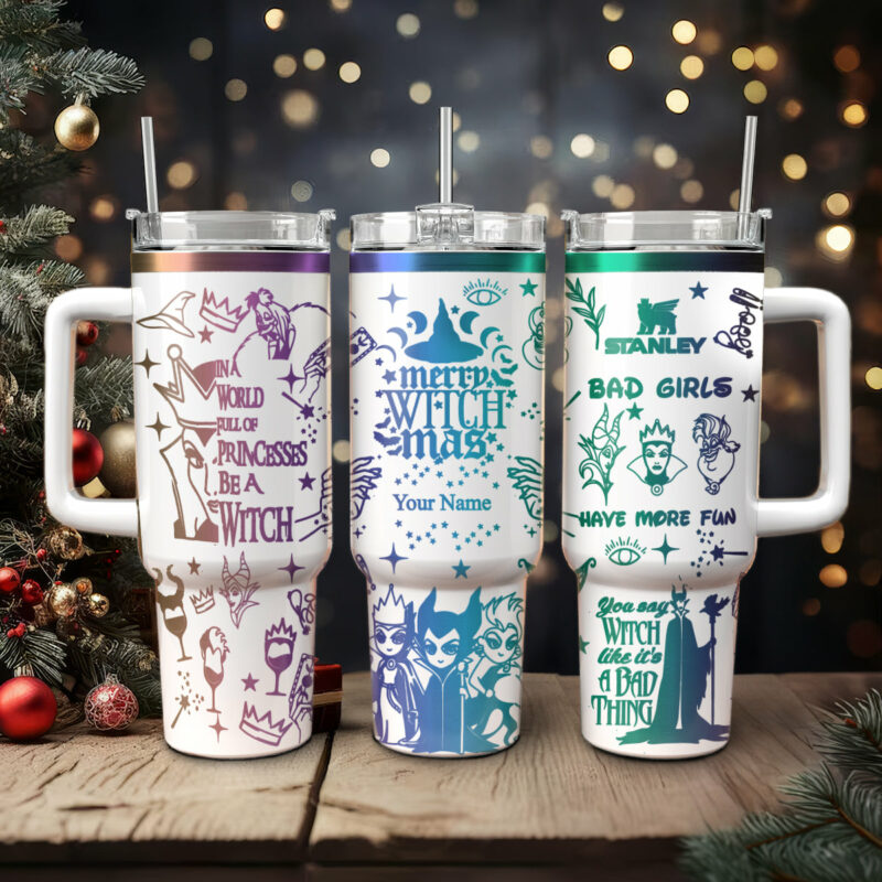 Disney Villains Cartoon Custom Stanley Quencher 40oz Stainless Steel Tumbler With Handle - Threewoofs