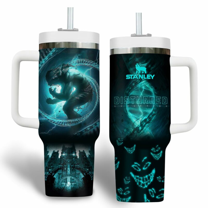 Disturbed Music Custom Stanley Quencher 40oz Stainless Steel Tumbler With Handle - Threewoofs - Image 2