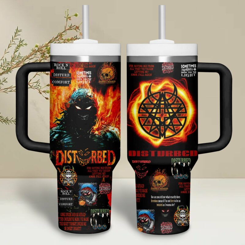 Disturbed Music Custom Stanley Quencher 40oz Stainless Steel Tumbler With Handle - Threewoofs - Image 2