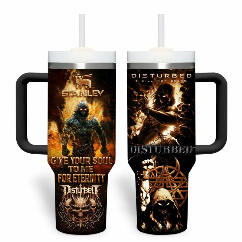 Disturbed Music Custom Stanley Quencher 40oz Stainless Steel Tumbler With Handle - Threewoofs - Image 2