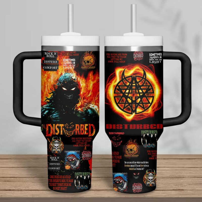 Disturbed Music Custom Stanley Quencher 40oz Stainless Steel Tumbler With Handle - Threewoofs - Image 3