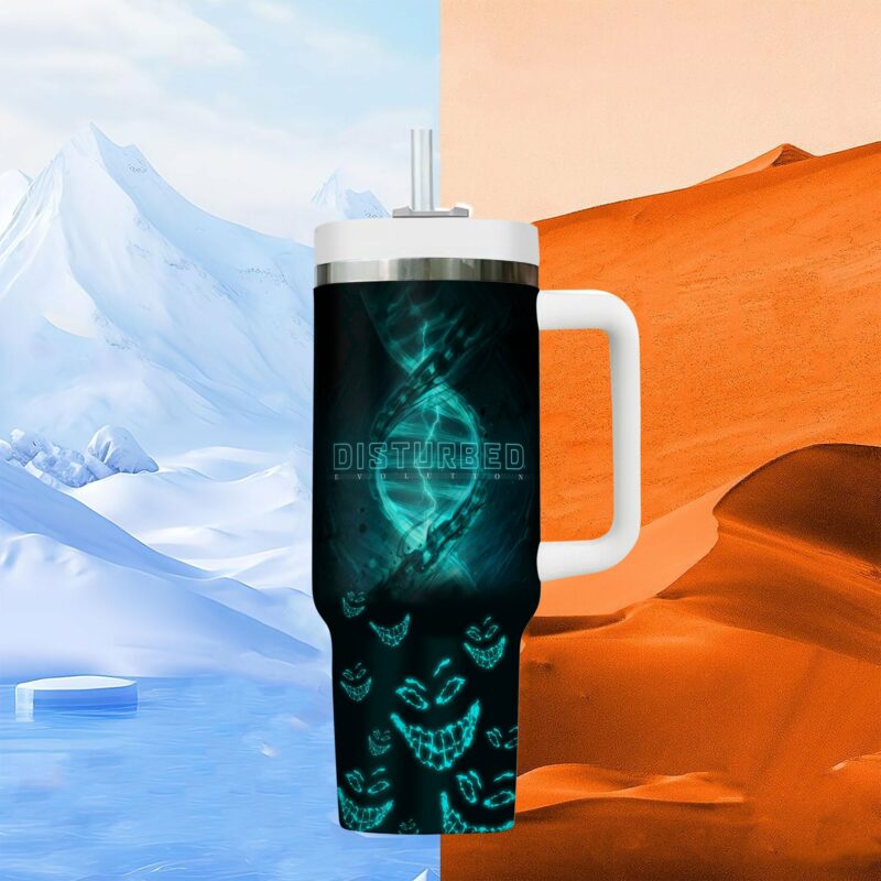 Disturbed Music Custom Stanley Quencher 40oz Stainless Steel Tumbler With Handle - Threewoofs - Image 3