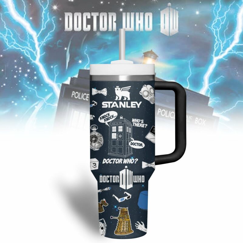 Doctor Who TV Series Custom Stanley Quencher 40oz Stainless Steel Tumbler With Handle - Threewoofs - Image 2