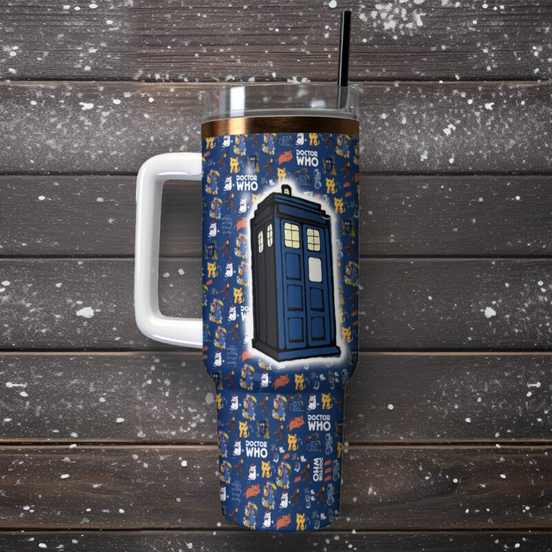 Doctor Who TV Series Custom Stanley Quencher 40oz Stainless Steel Tumbler With Handle - Threewoofs - Image 2