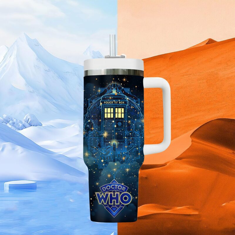 Doctor Who TV Series Custom Stanley Quencher 40oz Stainless Steel Tumbler With Handle - Threewoofs - Image 3