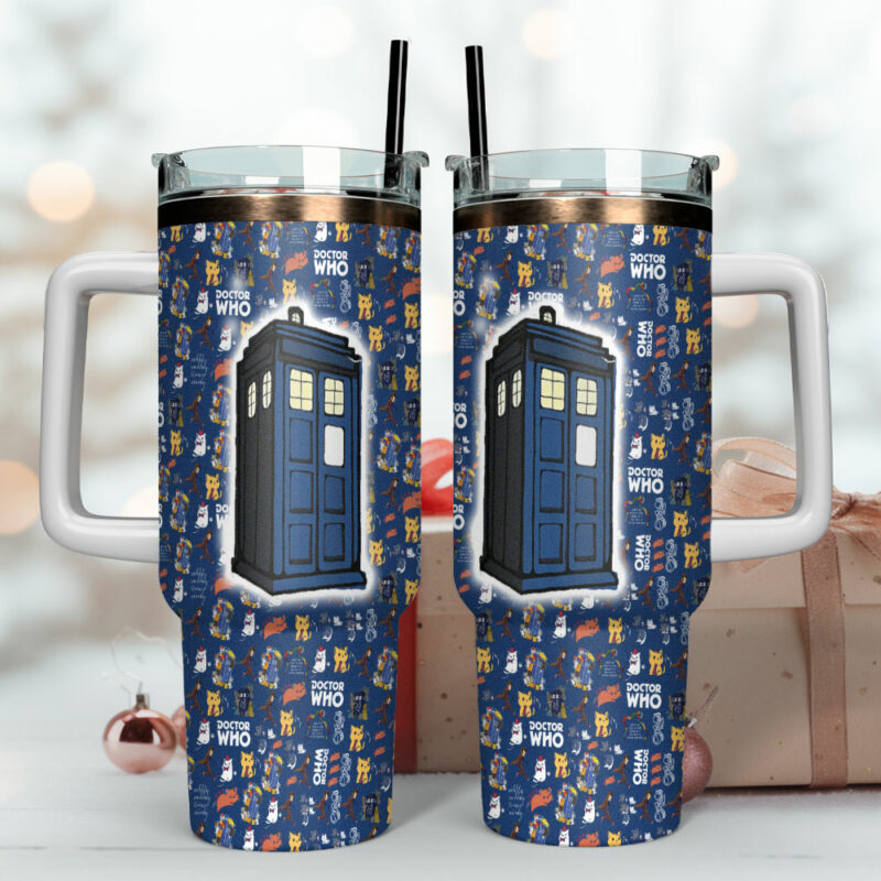 Doctor Who TV Series Custom Stanley Quencher 40oz Stainless Steel Tumbler With Handle - Threewoofs - Image 4