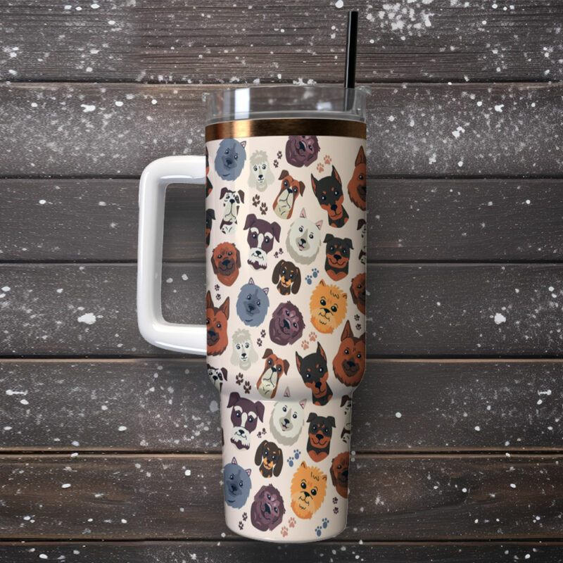 Dog Lovers Custom Stanley Quencher 40oz Stainless Steel Tumbler With Handle - Threewoofs - Image 2