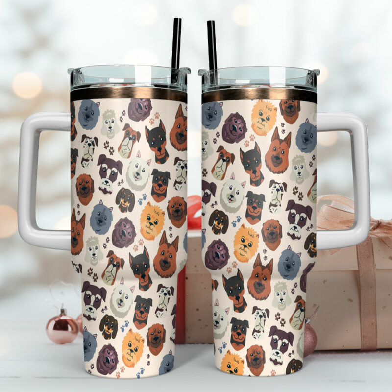 Dog Lovers Custom Stanley Quencher 40oz Stainless Steel Tumbler With Handle - Threewoofs - Image 4