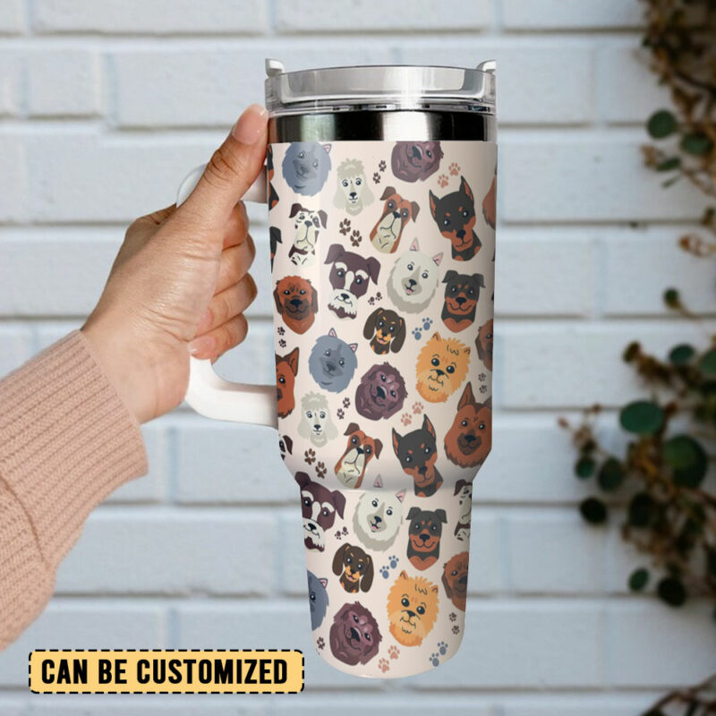 Dog Lovers Custom Stanley Quencher 40oz Stainless Steel Tumbler With Handle - Threewoofs - Image 3