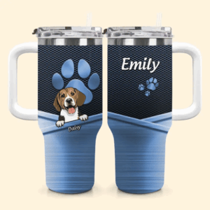 Dog Paws Custom Stanley Quencher 40oz Stainless Steel Tumbler With Handle - Threewoofs