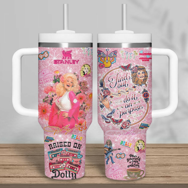 Dolly Parton Music Custom Stanley Quencher 40oz Stainless Steel Tumbler With Handle - Threewoofs - Image 4