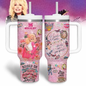 Dolly Parton Music Custom Stanley Quencher 40oz Stainless Steel Tumbler With Handle - Threewoofs