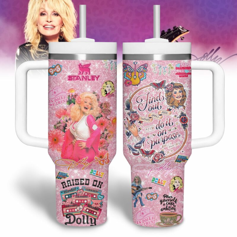 Dolly Parton Music Custom Stanley Quencher 40oz Stainless Steel Tumbler With Handle - Threewoofs