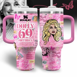Dolly Parton Music Custom Stanley Quencher 40oz Stainless Steel Tumbler With Handle - Threewoofs