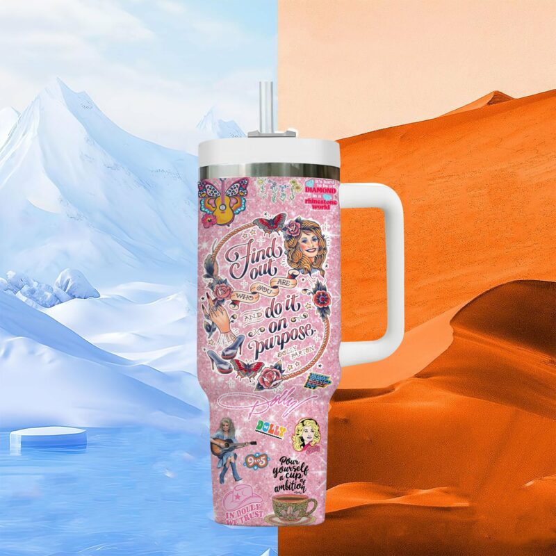 Dolly Parton Music Custom Stanley Quencher 40oz Stainless Steel Tumbler With Handle - Threewoofs - Image 3