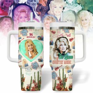 Dolly Parton Music Custom Stanley Quencher 40oz Stainless Steel Tumbler With Handle - Threewoofs