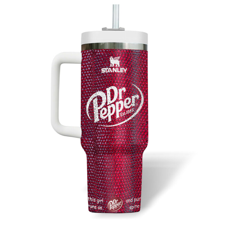 Dr Pepper Drinks Custom Stanley Quencher 40oz Stainless Steel Tumbler With Handle - Threewoofs - Image 4