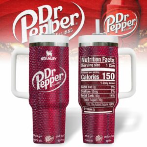 Dr Pepper Drinks Custom Stanley Quencher 40oz Stainless Steel Tumbler With Handle - Threewoofs