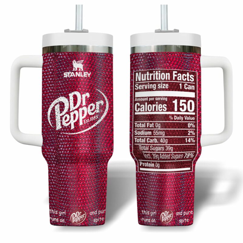 Dr Pepper Drinks Custom Stanley Quencher 40oz Stainless Steel Tumbler With Handle - Threewoofs - Image 3