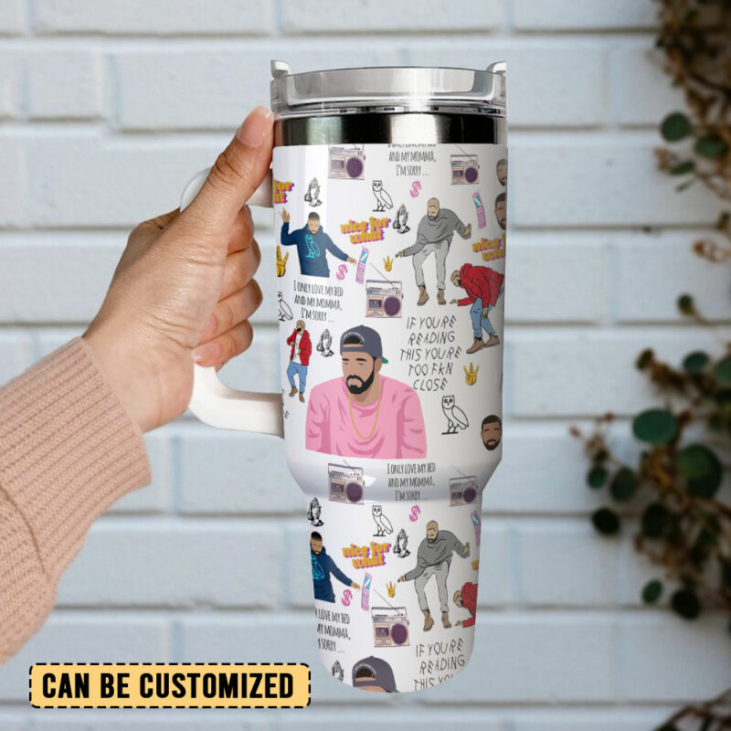 Drake Music Custom Stanley Quencher 40oz Stainless Steel Tumbler With Handle - Threewoofs - Image 3