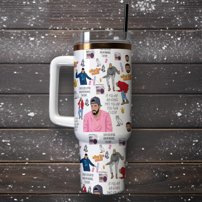 Drake Music Custom Stanley Quencher 40oz Stainless Steel Tumbler With Handle - Threewoofs - Image 2