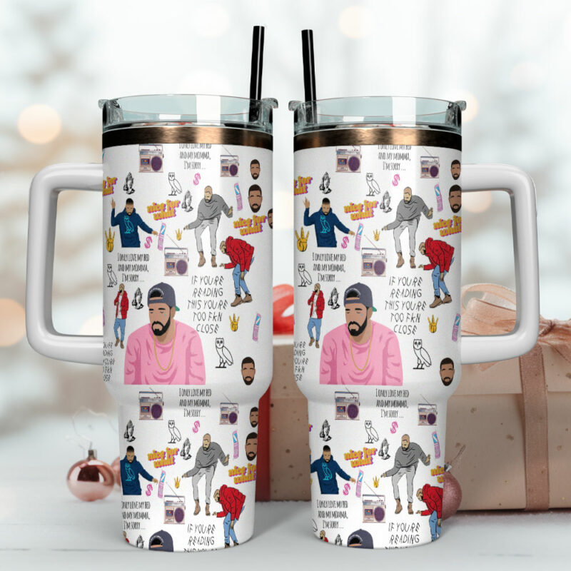 Drake Music Custom Stanley Quencher 40oz Stainless Steel Tumbler With Handle - Threewoofs - Image 4