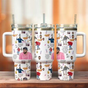 Drake Music Custom Stanley Quencher 40oz Stainless Steel Tumbler With Handle - Threewoofs