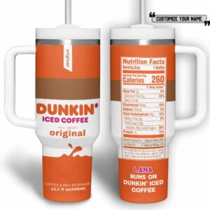 Dunkin Donuts Drink Custom Stanley Quencher 40oz Stainless Steel Tumbler With Handle - Threewoofs