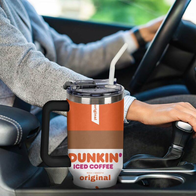 Dunkin Donuts Drink Custom Stanley Quencher 40oz Stainless Steel Tumbler With Handle - Threewoofs - Image 5