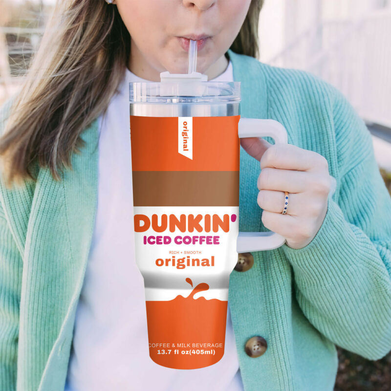 Dunkin Donuts Drink Custom Stanley Quencher 40oz Stainless Steel Tumbler With Handle - Threewoofs - Image 6
