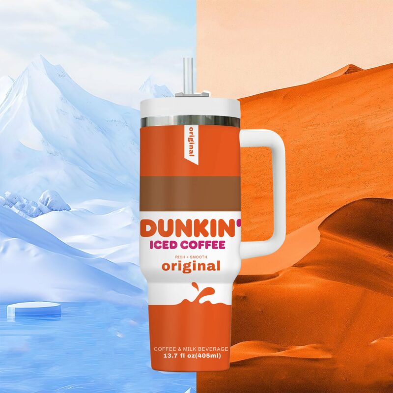 Dunkin Donuts Drink Custom Stanley Quencher 40oz Stainless Steel Tumbler With Handle - Threewoofs - Image 4