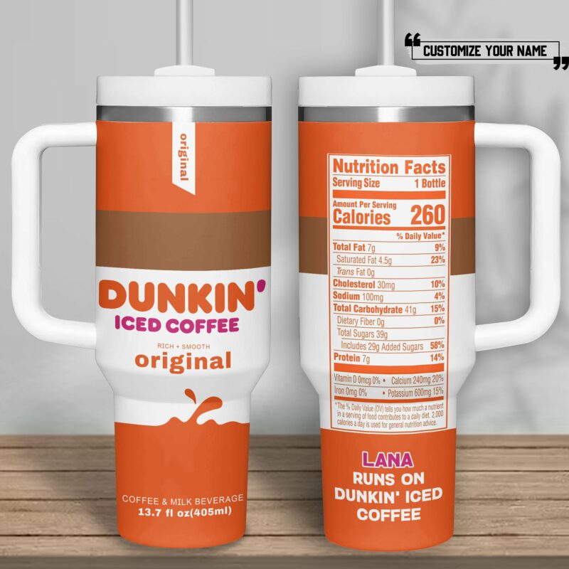 Dunkin Donuts Drink Custom Stanley Quencher 40oz Stainless Steel Tumbler With Handle - Threewoofs - Image 2