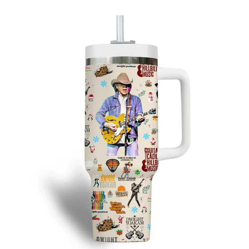 Dwight Yoakam Music Custom Stanley Quencher 40oz Stainless Steel Tumbler With Handle - Threewoofs - Image 3