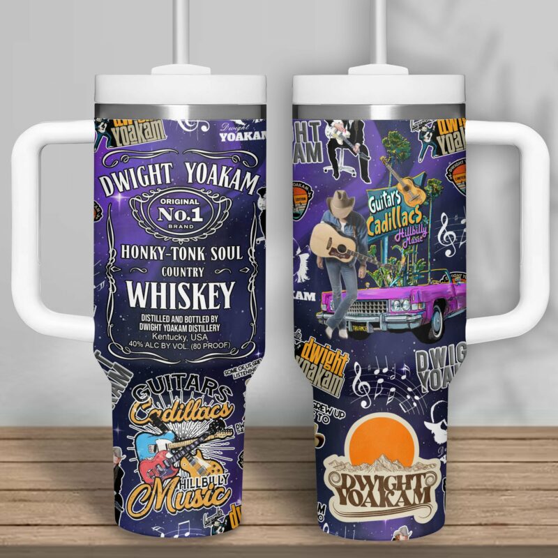 Dwight Yoakam Music Custom Stanley Quencher 40oz Stainless Steel Tumbler With Handle - Threewoofs - Image 2
