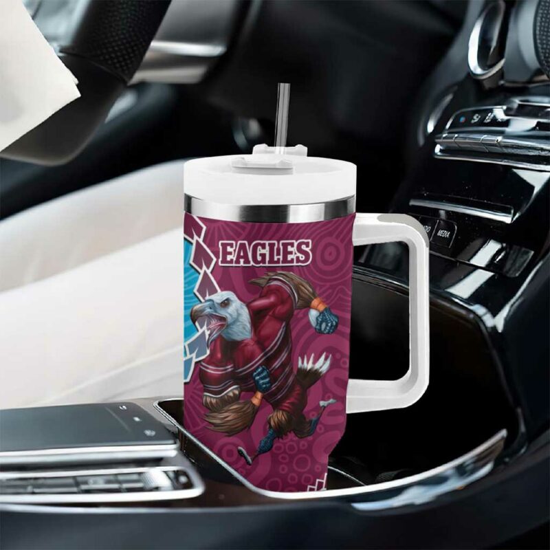 Eagles And Sharks Rugby Aboriginal Mix Polynesian Pattern Custom Stanley Quencher 40oz Stainless Steel Tumbler With Handle - Threewoofs - Image 8