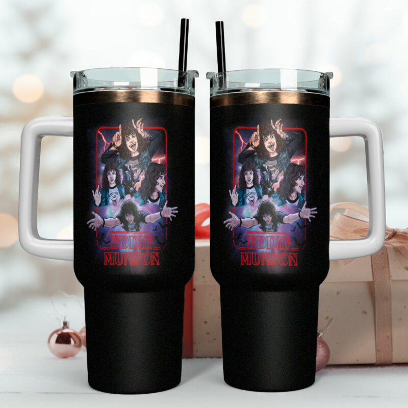 Eddie Munson Stranger Things Movies Custom Stanley Quencher 40oz Stainless Steel Tumbler With Handle - Threewoofs - Image 4