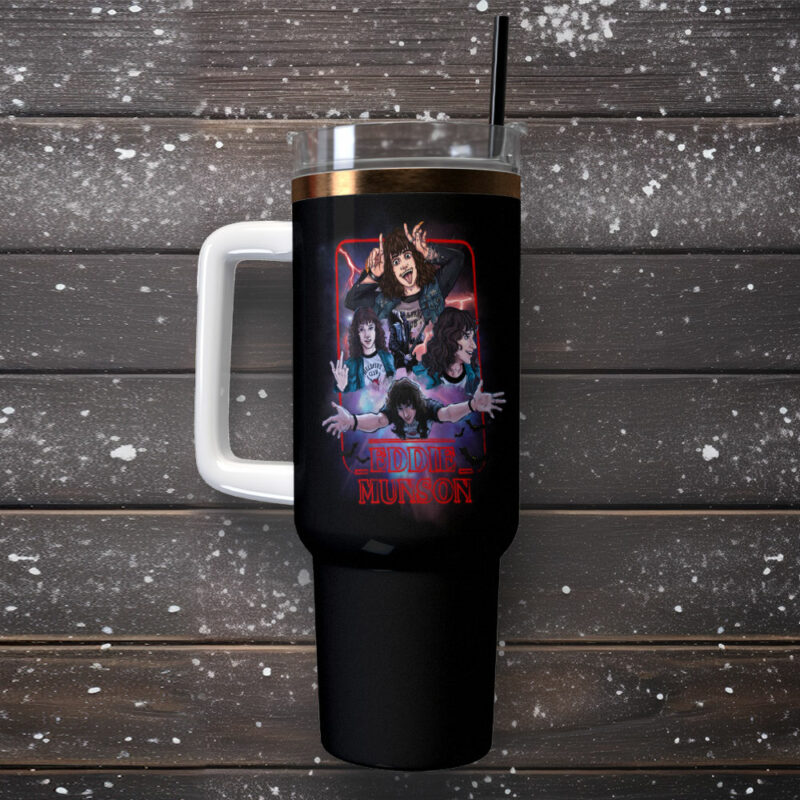 Eddie Munson Stranger Things Movies Custom Stanley Quencher 40oz Stainless Steel Tumbler With Handle - Threewoofs - Image 2