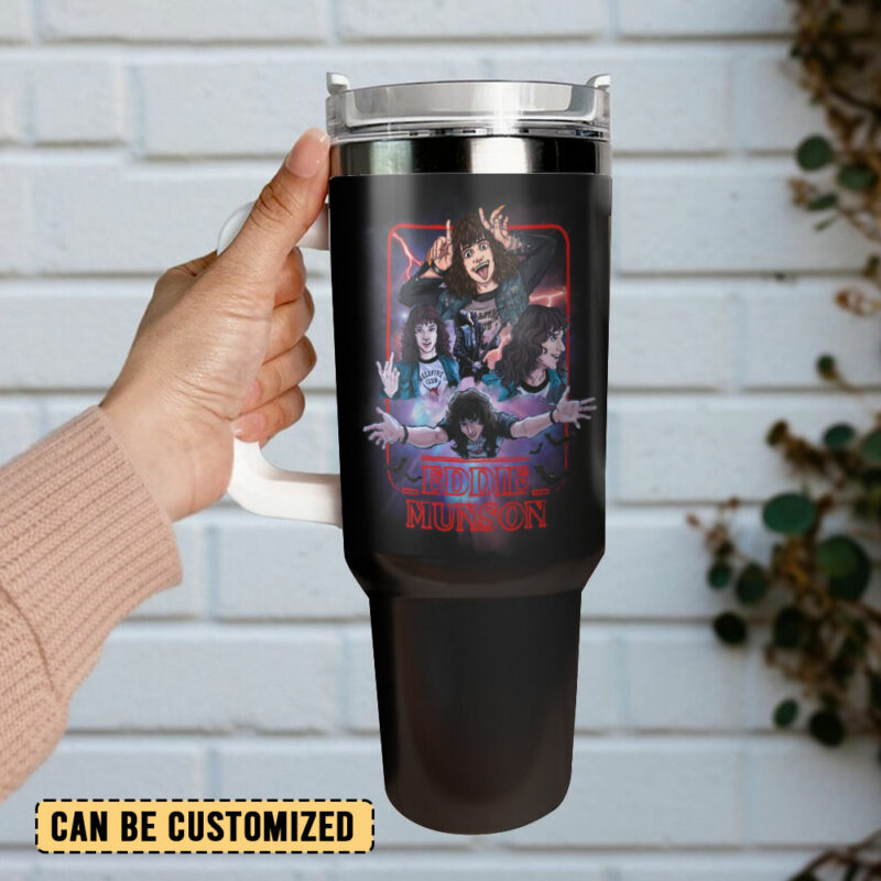 Eddie Munson Stranger Things Movies Custom Stanley Quencher 40oz Stainless Steel Tumbler With Handle - Threewoofs - Image 3