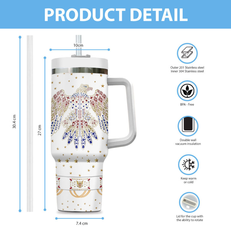Elvis Presley Eagle Music Custom Stanley Quencher 40oz Stainless Steel Tumbler - Threewoofs - Image 6