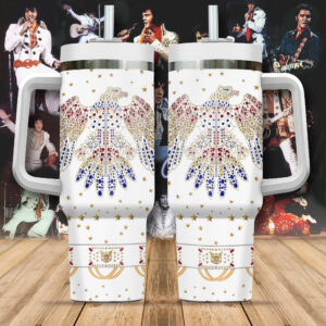 Elvis Presley Eagle Music Custom Stanley Quencher 40oz Stainless Steel Tumbler - Threewoofs